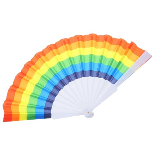 UTHCLO Bunter Regenbogen Faltfächer Kunststoff Leicht Tragbar Regenbogen Stolz Zubehör für Tanz Party Hochzeit Lgbtq Zubehör von UTHCLO