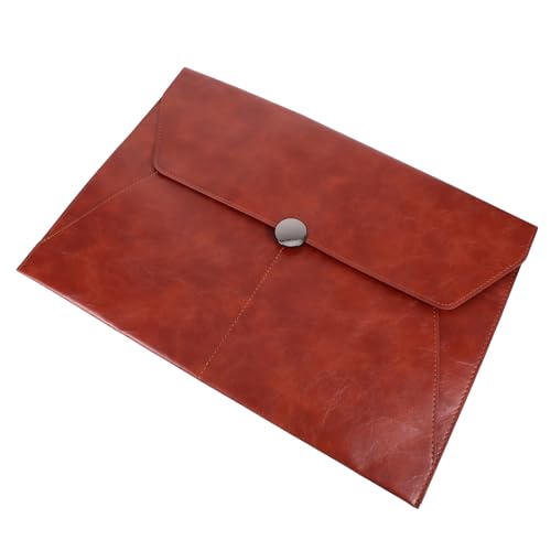 UTHCLO Dokumentenmappe aus Leder Große Aktentasche für Büro und Reisen Stabiler Aktenaufbewahrungs Organizer Bräunlich für Dokumente und Schreibwaren von UTHCLO