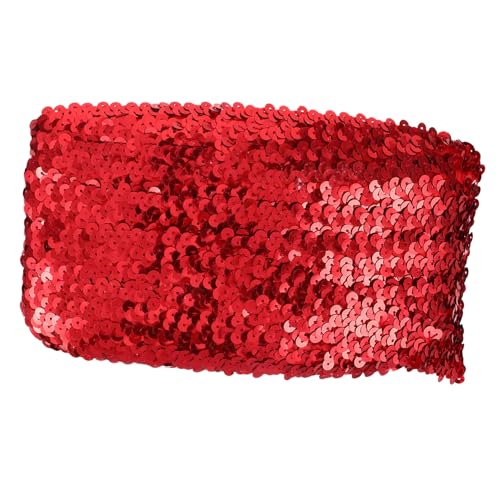 UTHCLO Elastisches Paillettenband Rot Dehnbare Taillenverzierung für Kleidung Zarte Kostüm Borte Vielseitige DIY Spitzenverzierung für Kleider Vorhänge und Accessoires von UTHCLO