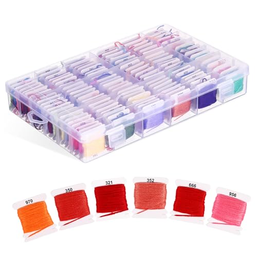 UTHCLO Farbige Stickgarn Box Ägyptische Baumwolle Weiche Stickfäden für Kreuzstich Freundschaftsbänder Vielseitige Handarbeitsgarne Langlebige Bastelfäden für Näh und Quiltprojekte von UTHCLO