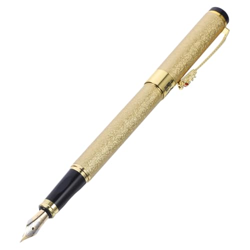 UTHCLO Füllfederhalter mit Feiner Spitze Ergonomischer Metall schreibstift in Champagnergold Langlebig und Rutschfest für Schule Büro und Kalligraphie Inklusive Deckel von UTHCLO
