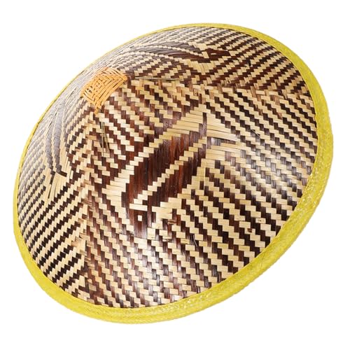 UTHCLO Geflochtener Fischerhut Leichter Atmungsaktiver Sonnenschutz Traditioneller Chinesischer Kegelhut für Strand Garten Outdoor aktivitäten Verstellbar Unisex von UTHCLO