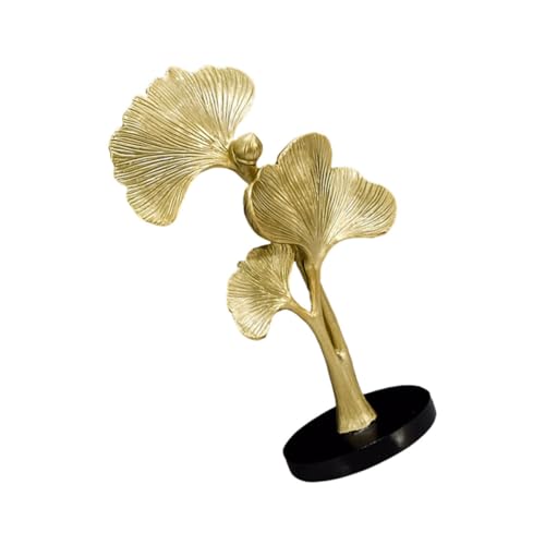 UTHCLO Ginkgo Dekoration Resin Kunsthandwerk Vintage Stil Wohnkultur für Wohnzimmer Büro Desktop Ornament Goldfarben von UTHCLO