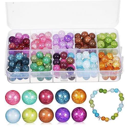 UTHCLO Glasperlen Glänzende Bastelperlen mit Rissmuster für Schmuckherstellung von Halsketten Armbändern und Ohrringen Praktischer Aufbewahrungsbox von UTHCLO