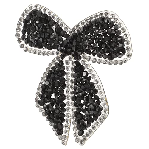 UTHCLO Glitzerndes Strass Bügelmotiv Dekorativer Applikations Patch mit Schleifen Design für Kleidung Taschen und DIY Projekte Schwarz von UTHCLO