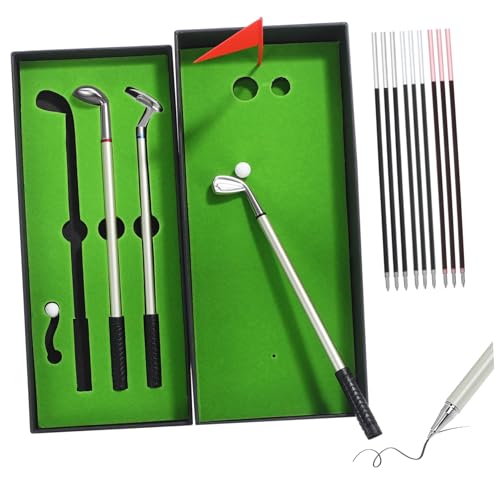 UTHCLO Golf Kugelschreiber mit Nachfüllminen Mini Golf Club Design Stifte mit Mini Golfbällen und Putting Matte Originelle Schreibtisch Accessoires für Golfer und Geschenkideen von UTHCLO