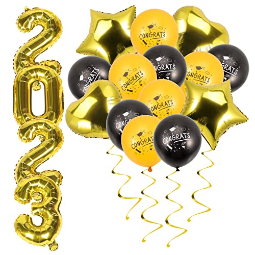 UTHCLO Graduations Balloons Aluminium Folienballons Schwarz und Gold mit Sternen und Herzen Leichte Dekoration für Klassenzimmer Türen Fenster Indoor und Outdoor Abschlussfeier UTHCLO Graduations Balloons Aluminium Folienballons Schwarz und Gold mit Sternen und Herzen Leichte Dekoration für Klassenzimmer Türen Fenster Indoor und Outdoor Abschlussfeier von UTHCLO