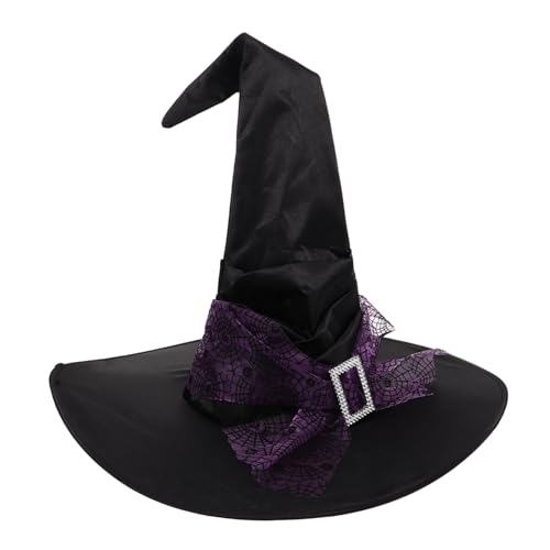 UTHCLO Halloween Hexenhut Groß Ruched Spitze Hexenhut Mit Spinnennetz-Mesh Kopfstück Für Damen Herren Cosplay Halloween Kostüm Zubehör von UTHCLO