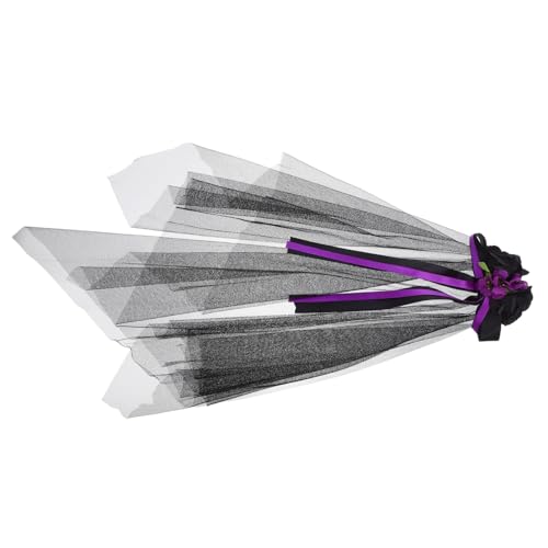 UTHCLO Halloween Rosen Stirnband mit Schleier Leichter Floraler Kopfschmuck mit Schwarzen und Violetten Blüten Vielseitige Gothic Haarschmuckkrone für Tag der Toten Cosplay und Vintage von UTHCLO