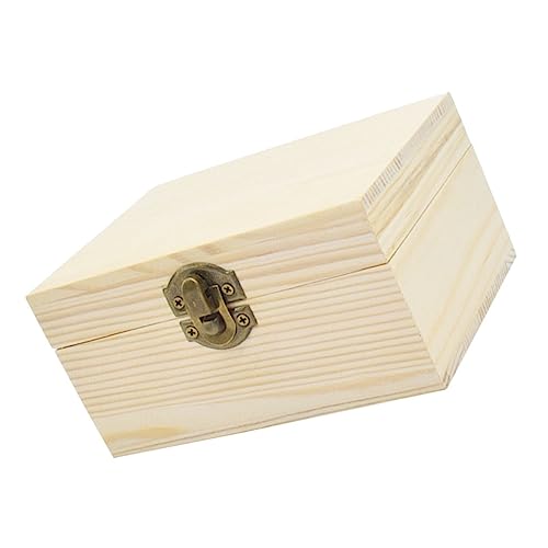 UTHCLO Holzkiste mit Deckel Mehrzweckige Schatztruhe aus Kiefernholz Schmuck und Aufbewahrungsbox für Kleine Gegenstände Personalisierbare Geschenkschachtel für Brautjungfern und von UTHCLO