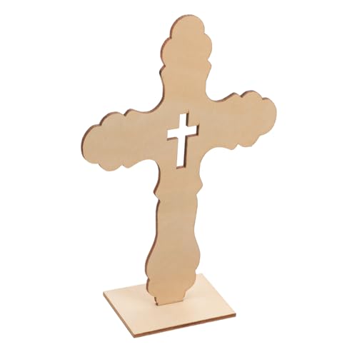 UTHCLO Holzkreuz Goldfarben Rustikale Wanddekoration Kruzifix Katholisches Kreuze Kreuzdekor Dekoration Wohnzimmerdekor Dekorative Gedenkornamente Esszimmertischdekor von UTHCLO