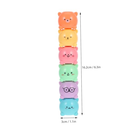UTHCLO Kawaii Textmarker mit Niedlichem Bären design Highlighter für Schüler Stapelbare Scrapbook Marker Sanft Schreibend Farbintensiv für Schule und Studium von UTHCLO