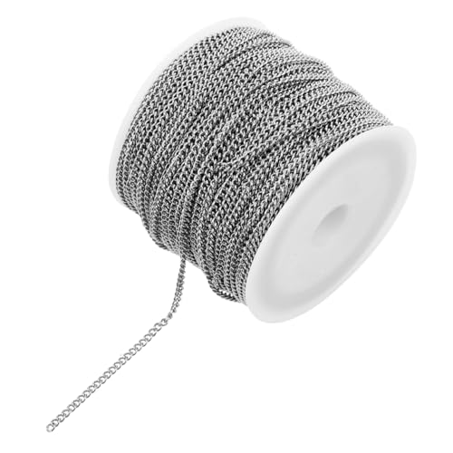UTHCLO Kettenzubehör silberkette kette zum basteln schmuck Anhänger Kette Panzerkette Drehkette aus Edelstahl ungeschweißtes Kettenglied Kettenmasse Perlenkette Rostfreier Stahl Silver von UTHCLO