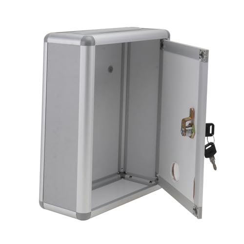 UTHCLO Kleine Wandvorschlagsbox aus Aluminiumlegierung mit Schloss Leichter Postbriefkasten für Schlüssel Geld und Dokumente Abschließbare Einwurfschlitze Graue Metallbox für Büro und von UTHCLO