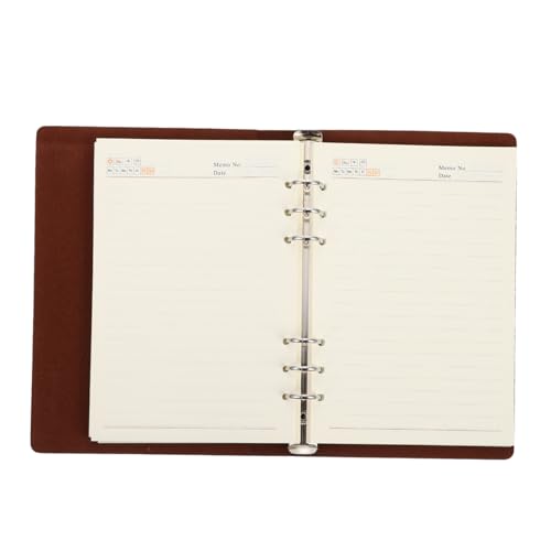 UTHCLO Nachfüllbares Business Notizbuch PU Leder Braun Dickes Büro Notizjournal mit Abnehmbarem Ringbuch Kariert Kreativer Planer für Meetings und Tagesplanung von UTHCLO