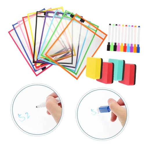 UTHCLO Professionelle Wiederverwendbare Transparente Dry erase Datei hüllen mit Stift Magnetischem Schwamm Abwischbar für Schule Büro und Schüler Klare Dokumententaschen Zufällige Farbe UTHCLO Professionelle Wiederverwendbare Transparente Dry erase Datei hüllen mit Stift Magnetischem Schwamm Abwischbar für Schule Büro und Schüler Klare Dokumententaschen Zufällige Farbe von UTHCLO