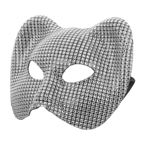 UTHCLO Realistische Leoparden Maske mit Strassbesatz Atmungsaktive Halbes Gesicht Tiermaske für Karneval Maskerade Kostüm-party und Bühnenauftritte Einfach Anzuziehen und Bequem von UTHCLO