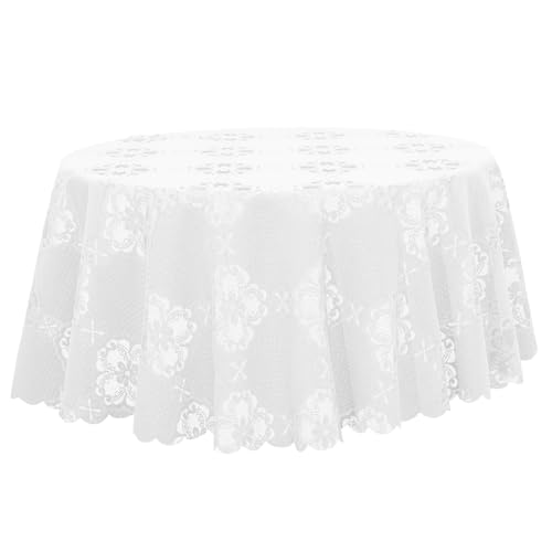 UTHCLO Hochzeit Tischdeko Vintage Lace Tischdecke Für Runde Tische Hochwertige Abwaschbare Tischdeko Für Hochzeiten Partys Und Besondere Anlässe Durchmesser Rustikales Design Bauernhaus-tischdecke von UTHCLO