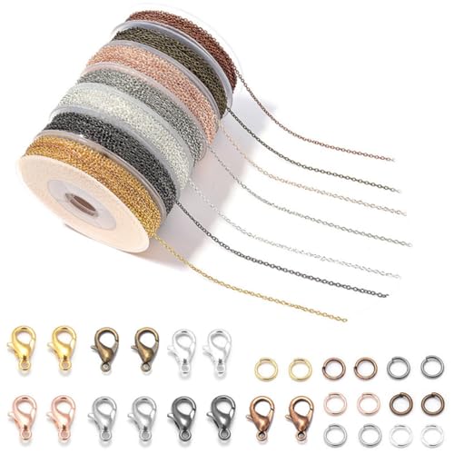 UTHCLO Schmuckkette Rollenkette aus Eisen mit Karabinerverschlüssen und Sprungringen in Farben für Armband Halskette DIY Schmuckherstellung Zubehör UTHCLO Schmuckkette Rollenkette aus Eisen mit Karabinerverschlüssen und Sprungringen in Farben für Armband Halskette DIY Schmuckherstellung Zubehör von UTHCLO