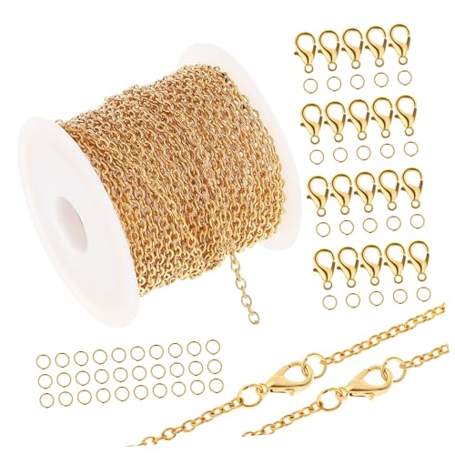 UTHCLO Schmuckketten mit Karabinerverschluss Offene Binderinge für DIY Schmuckherstellung Goldfarbene Bastelketten für Halsketten und Armbänder Vielseitiges Zubehör für Basteln UTHCLO Schmuckketten mit Karabinerverschluss Offene Binderinge für DIY Schmuckherstellung Goldfarbene Bastelketten für Halsketten und Armbänder Vielseitiges Zubehör für Basteln von UTHCLO