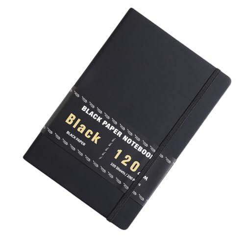 UTHCLO Schwarzes Notizbuch Blätter Hardcover Blanko Journal für DIY Kunst Skizzenbuch Tragbares Kreatives Tagebuch Retro Design für Notizen und Planung von UTHCLO