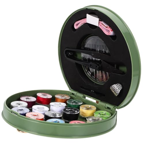 UTHCLO Sewing Kit Box Mini Nähset mit Fächern für Nadeln Stecknadeln und Zubehör Langlebige Tragbare Aufbewahrungstasche für Anfänger und Nähzubehör Grünes Organizer Set von UTHCLO