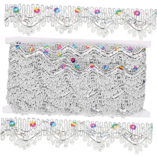 UTHCLO Silbernes Dreieckiges Paillettenbesatz Band Cuttable Kostüm Trim mit Bunten Quasten Multifunktionaler Delikater Spitzenbesatz für DIY Kleidung Schmuck und Heimdekoration UTHCLO Silbernes Dreieckiges Paillettenbesatz Band Cuttable Kostüm Trim mit Bunten Quasten Multifunktionaler Delikater Spitzenbesatz für DIY Kleidung Schmuck und Heimdekoration von UTHCLO