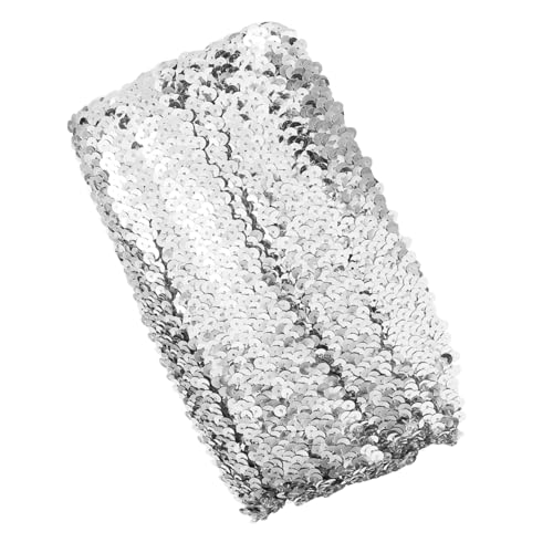 UTHCLO Silbernes Elastisches Paillettenband Dekorative Nahtverzierung Flexibles Glitzerband zum Aufnähen Vielseitiges DIY Bastelband für Kleidung und Vorhänge von UTHCLO