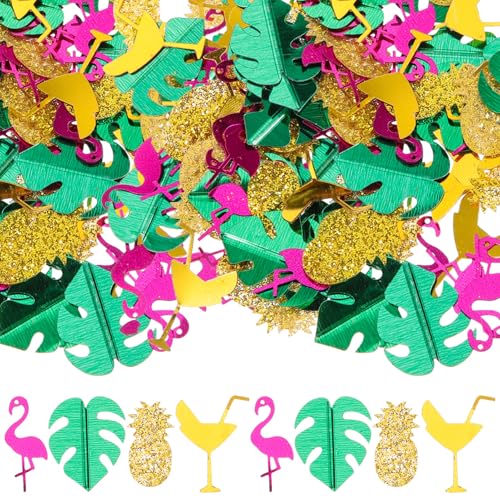UTHCLO Sommer Party Tischkonfetti Tropisches Hawaiianisches Konfetti mit Flamingo Ananas Palmblatt Motiv für Geburtstag Hochzeit Shower Beach Party Dekoration von UTHCLO