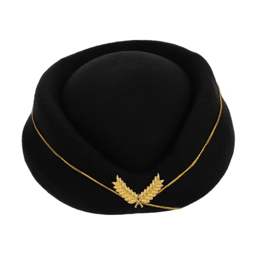 UTHCLO Stewardess Baskenmütze Damen Elegant Cosplay Mütze Servicepersonal Hut Party Kostüm Zubehör Schwarz von UTHCLO