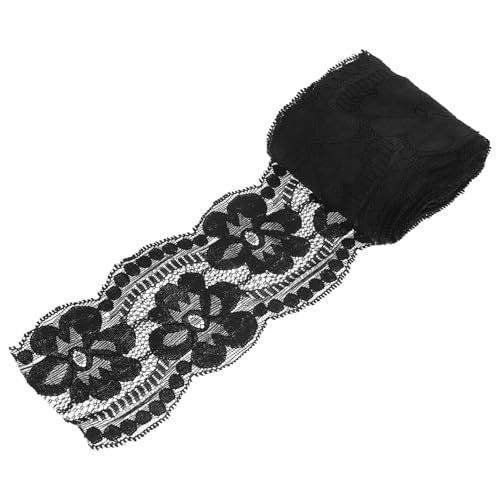 UTHCLO Stretch-spitze Schwarze Spitze Handgefertigtes Kleid Mit Spitzenbesatz Rosa Spitze Floraler Spitzenbesatz Trimmen Für Handwerk Machen Zerzaust Rüsche Basteln Nylongarn Black von UTHCLO
