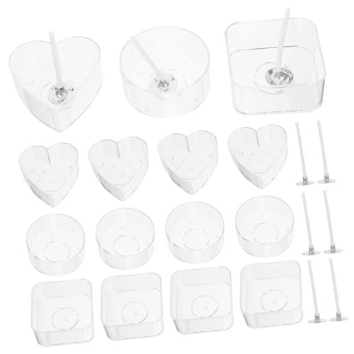 UTHCLO Teelichthalter Teilig Transparent Kunststoff Runde Eckige Herzförmige Teelichtbecher mit Dochten Kompakt Elegant für Kerzen Romantische Atmosphäre Vielseitig Wiederverwendbar von UTHCLO