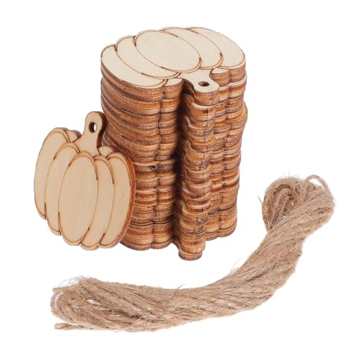 UTHCLO Teiliges Halloween Holz Deko mit Geschnitzten Kürbisscheiben aus Holz Natürlichem Juteseil DIY Bastelzubehör für Kreative Herbst und Halloween Dekorationen Sicher und Langlebig von UTHCLO