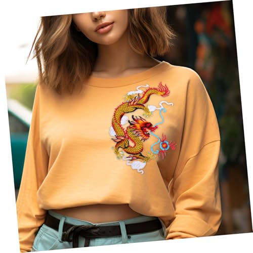 UTHCLO Traditionelle Chinesische Drachenstickerei Patches Runde Applikationen aus Polyester Langlebig und Bügelbar für Cheongsam Jacken Kleider Einfache Anbringung und Dekorativer von UTHCLO