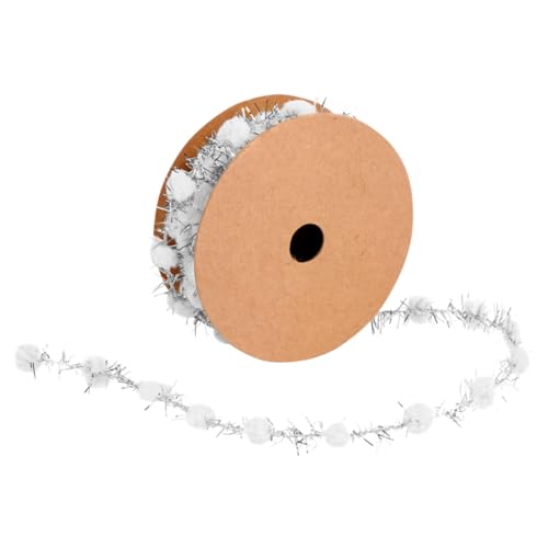 UTHCLO Weihnachtsbaum Dekoband mit Flauschigen Pompons Weißes Lametta Geschenkband für DIY Basteln Partydeko und Kunsthandwerk Langlebiges Sicheres Material für Kreative von UTHCLO