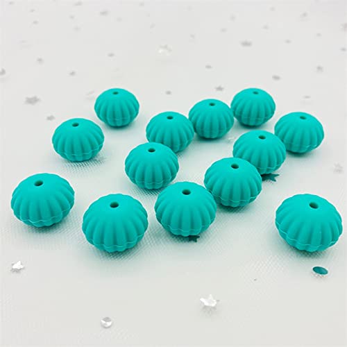Bastelperlen 20 stücke Silikon Kürbis Perlen DIY Armband Halskette Geschenke Mehrfarbige Runde Abstandshalter Perlen DIY Zubehör Urlaub Dekoration (Color : Dark Green, Size : 20pcs) von UTHTY
