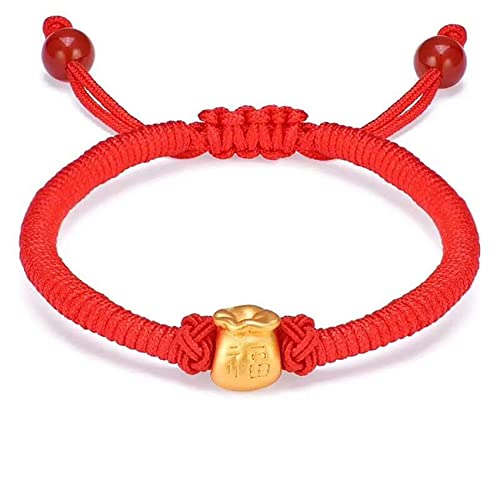 Bettelarmband Feng Shui Armband Rote Schnur Armband Gold Geldsack Glücksbringer Armband for Frauen Kinder Viel Glück Handgemachtes Buddhistisches Armband Rotes Seil Kordel Armband Geld anziehen Wohlst von UTHTY