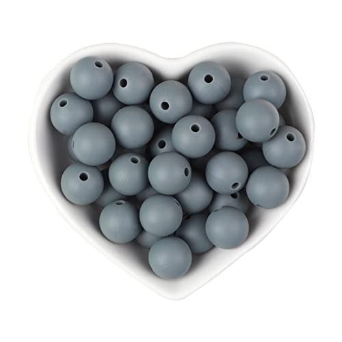 UTHTY Bastelperlen 20 Stück Silikon-Perlen-Perlen, weiche runde Abstandsperlen for Halsketten-Anhänger, handgefertigte Handwerks-Girlanden-Armband-Schmuckherstellung (Color : Gris, Size : 12mm) von UTHTY