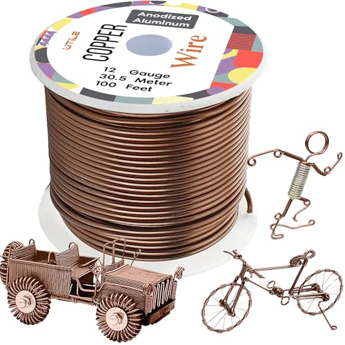 UTILE Anodisierter Aluminiumdraht - Flexibel und maleabel für Bonsai, Handwerkskunst, Schmuck und Garten - Kupfer, 14 Gauge (1.63 mm), 30,48 Meter von UTILE