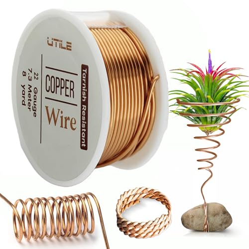 UTILE Biegsamer Kupferdraht 0,51 mm - 27,4 m - Perfekt für Schmuckherstellung, Perlenarbeiten, Handwerksprojekte, Dekorationen und Blumenarrangements - Farbe Kupfer (24 Gauge) von UTILE