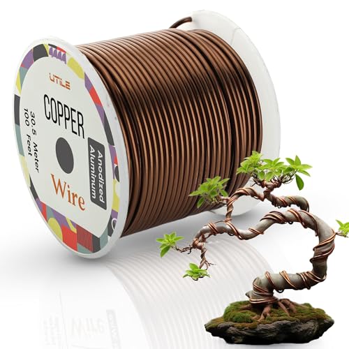 UTILE Bonsai-Draht, 30,5 m, 18 Gauge, 1,2 mm, eloxiert, biegbar, Metall für Bonsai-Bäume, Ton, Handwerk, Pflanzen, Sortierung, Perlenstickerei und Schmuckherstellung (braun) von UTILE