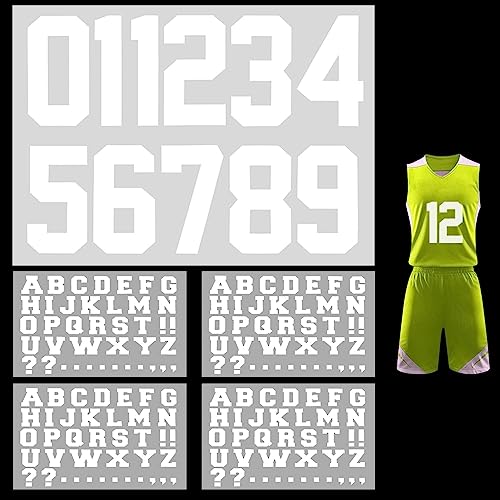 UTMACH 170 Stück Weiß DIY Buchstaben und Zahlen zum Aufbügeln Buchstaben Zum Aufbügeln auf Stoff A-Z Aufbügeln Buchstaben, 1-10 Aufbügeln Zahlen für DIY Fußball Baseball Team T-Shirt von UTMACH