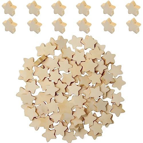 UTMACH 100 Stück Holzperlen Sterne zum Auffädeln Natürliche Holzperlen Perlen Sterne Holz mit Loch für DIY Basteln Armband Halskette von UTMACH