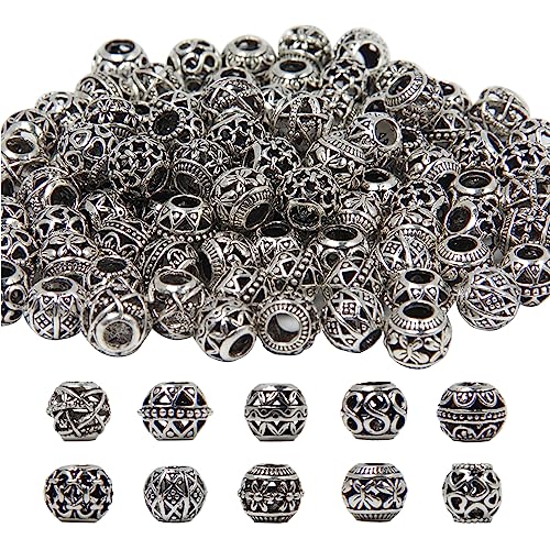 UTMACH 100 Stück Zwischenperlen Metall 12mm Tibetanische Spacer Perlen Metallperlen Perlenkappen Bastelperlen Set mit Loch zum Auffädeln für Basteln DIY Schmuck Armbänder Schmuckherstellung(10 Stile) von UTMACH