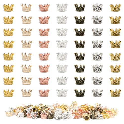 UTMACH 140 Stück Mini Krone Deko 7 Farben Kleine Goldene Krone Streudeko Krone Tischdeko aus Legierung Vintage Kleine Kronen zum Basteln für Hochzeit Schmuckherstellung Anhänger Geschenk Krone von UTMACH