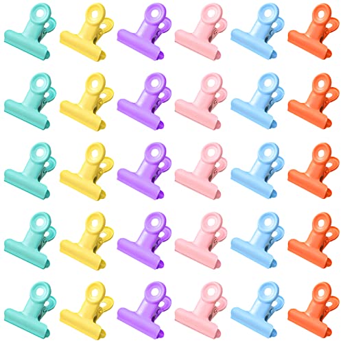 UTMACH 30 Stück Bunte Kleine Bulldogge Büroklammern Metall Bulldog Binder Clips Scharnier Klammern Metall Briefklemmer 31mm für Fotos Papier Büros Küche Hause (6 Farbe) von UTMACH