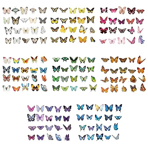 UTMACH 320 Stück Schmetterlinge Sticker Set Transparente Dekorative Schmetterling Aufkleber Vintage Scrapbooking Aufkleber Bunte Schmetterling Aufkleber Klein für DIY Dekoration Journaling Zubehör von UTMACH