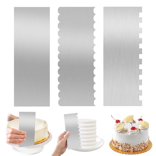 UTOCLEC 3 Stück Kuchenschaber Edelstahl Tortenspachtel, 22 X 7.8 cm Schaber Edelstahl Tortenglätter Stainless, für Kuchen Buttercreme DIY Werkzeug UTOCLEC 3 Stück Kuchenschaber Edelstahl Tortenspachtel, 22 X 7.8 cm Schaber Edelstahl Tortenglätter Stainless, für Kuchen Buttercreme DIY Werkzeug von UTOCLEC