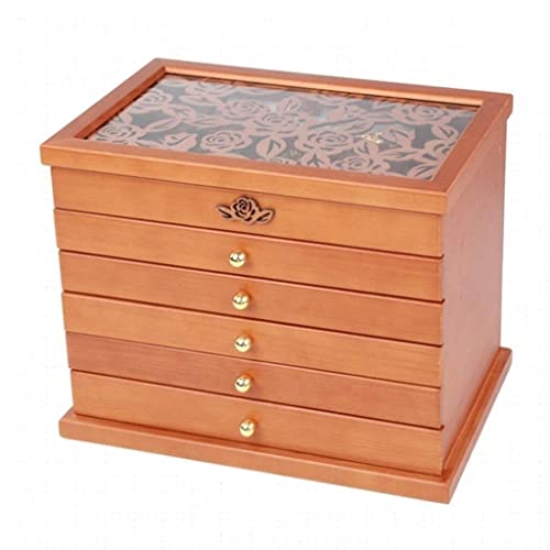 Schmuckkasten Schmuckkästchen Schmuckbox 6-lagiger Schmuck-Organizer Aus Massivem Holz Mit 5 Schubladen, Große Schmuckablage Aus Holz Für Damen. Schmuckschatulle ( Color : B , Size : 30.5*19*24.5cm ) Schmuckkasten Schmuckkästchen Schmuckbox 6-lagiger Schmuck-Organizer Aus Massivem Holz Mit 5 Schubladen, Große Schmuckablage Aus Holz Für Damen. Schmuckschatulle ( Color : B , Size : 30.5*19*24.5cm ) von UTOQIA