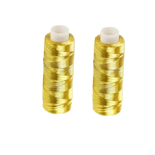 Glänzendes Silber- und Gold-Stickgarn für DIY-Stricken und Näharbeiten (2 Stück Goldfaden) von UTTASU